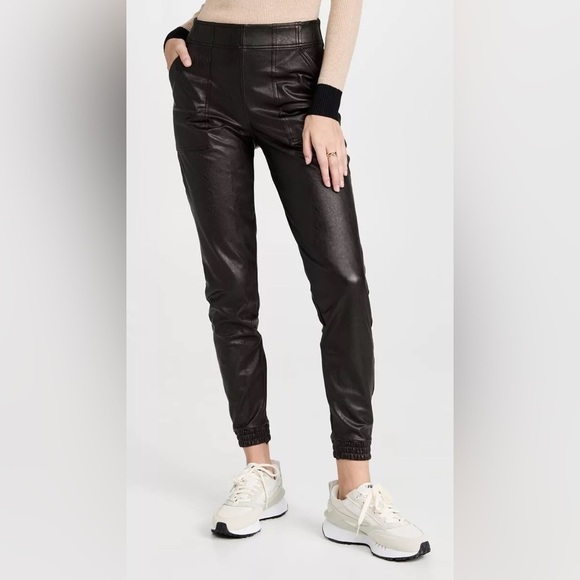 Spanx Leather-Like Jogger Pant Black Faux Leather Pocket High Waist 20283R - Picture 1 of 14